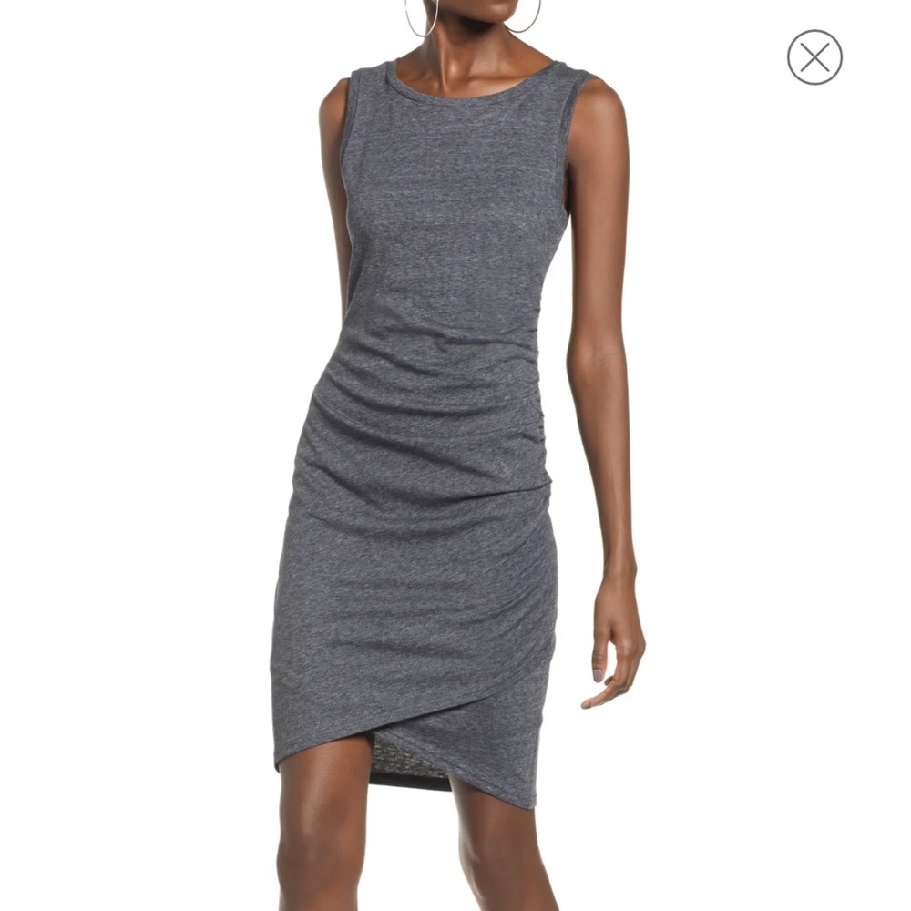 Leith Ruched Side Sleeveless Dress - Grey Small